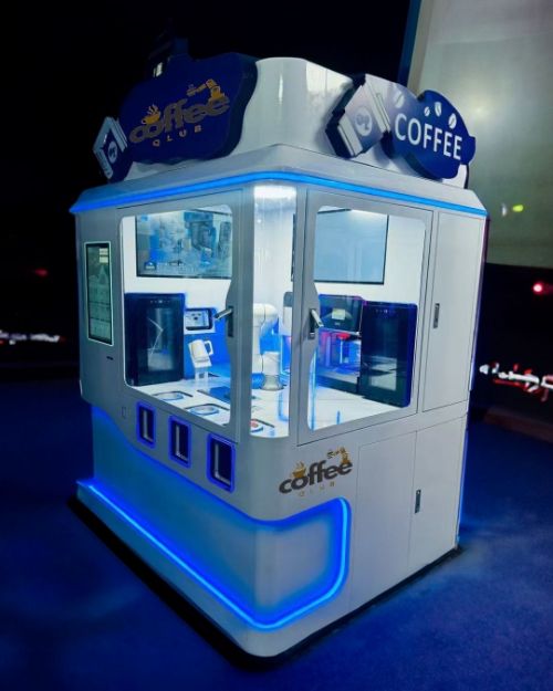 Picture of Robot coffee Barista Self service coffee bean fresh ground hot cold coffee vending machine